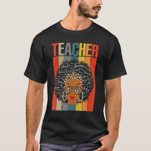 Lehrer Schwarze Geschichte Monat Leopard Messy Bun T-Shirt