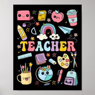 Lehrer-Shirt Groovy Lehrer Zurück zur Schule für m Poster