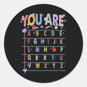 Lehrer Sie Sind Buchstaben Alphabet Lernen Abcs Zu Runder Aufkleber