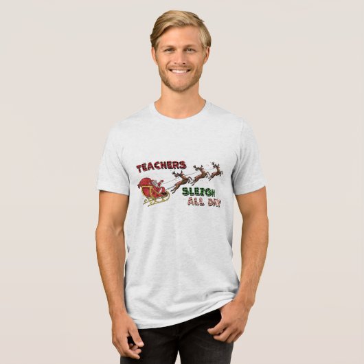 Lehrer Sleigh Weihnachten Tri-Blend Shirt (Vorderseite voll)
