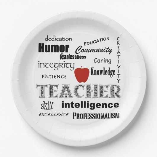 Lehrer-Stolz+Rotes Apple Pappteller (Vorderseite)