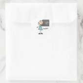 Lehrer-Strichmännchen Herz-Aufkleber (Tasche)