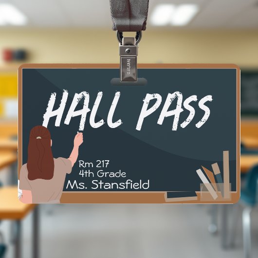 Lehrer Student Chalkboard Klassenzimmer Pass Ausweis