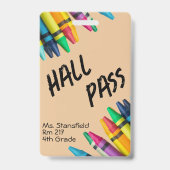 Lehrer Student Crayon Class Bad Hall Pass Ausweis (Front)