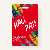 Lehrer Student Crayon Class Bad Hall Pass Ausweis (Vorderseite)