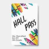 Lehrer Student Crayon Class Bad Hall Pass Ausweis (Front)