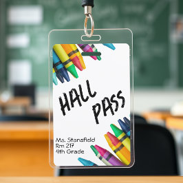 Lehrer Student Crayon Class Bad Hall Pass Ausweis