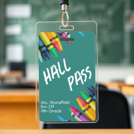 Lehrer Student Crayon Class Bad Hall Pass Ausweis