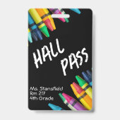Lehrer Student Crayon Class Bad Hall Pass Ausweis (Vorderseite)
