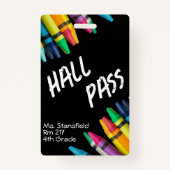 Lehrer Student Crayon Class Bad Hall Pass Ausweis (Vorderseite)