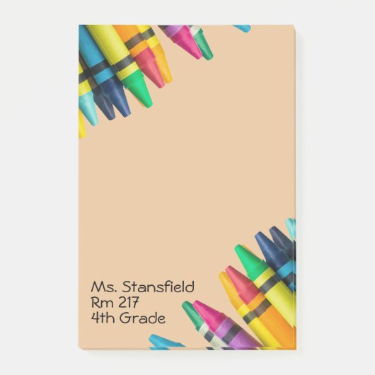 Lehrer Student Crayon Grundschule Klassenzimmer Post-it Klebezettel (Vorderseite)