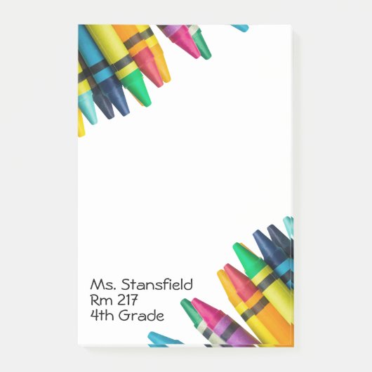 Lehrer Student Crayon Grundschule Klassenzimmer Post-it Klebezettel (Vorderseite)