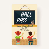 Lehrer Student Klassenzimmer Chalkboard Hall Pass Ausweis (Vorderseite)