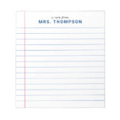 Lehrer Student Notebook-Papier eine Anmerkung aus Notizblock (Vorderseite)