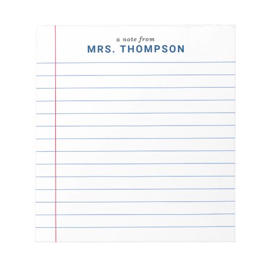 Lehrer Student Notebook-Papier eine Anmerkung aus Notizblock (Vorderseite)