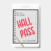 Lehrer Student Papier Klasse Bad Hall Pass Ausweis (Front)