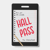 Lehrer Student Papier Klasse Bad Hall Pass Ausweis (Front)