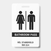 Lehrer Student Schule Restroom Bad Pass Ausweis (Front)