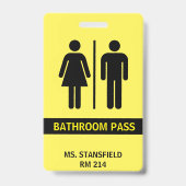 Lehrer Student Schule Restroom Bad Pass Ausweis (Vorderseite)