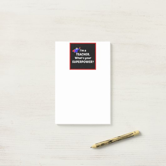 Lehrer-Super-Power Post-it Klebezettel (Auf Schreibtisch)