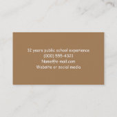 Lehrer-Tafel Visitenkarte (Rückseite)