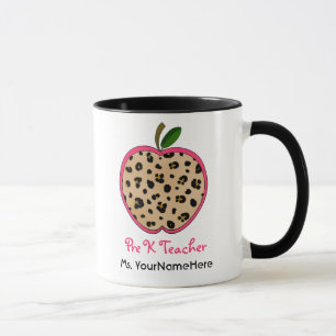 Lehrer-Tasse Leopard-Druck-Apples vor K Tasse