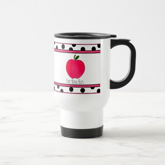 Lehrer-Tasse - Polka-Punkt-Apple-Reise-Tasse Reisebecher (Rechts)