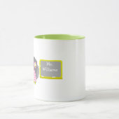 Lehrer-Tasse - rosa Zickzack graue Eule an der Tasse (Zentrum)