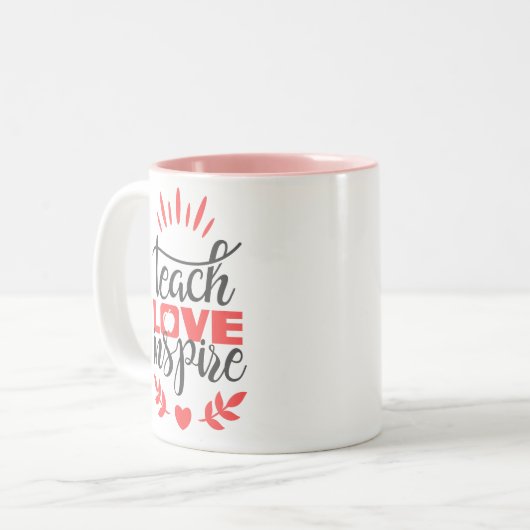Lehrer-Tasse - unterrichten Sie Liebe inspirieren Zweifarbige Tasse (Vorderseite Links)