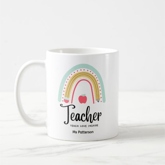 Lehrer Teach Liebe Inspirierte Rainbow Personalisi Kaffeetasse (Links)