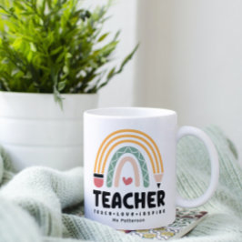Lehrer Teach Liebe Inspirierte Rainbow Personalisi Kaffeetasse