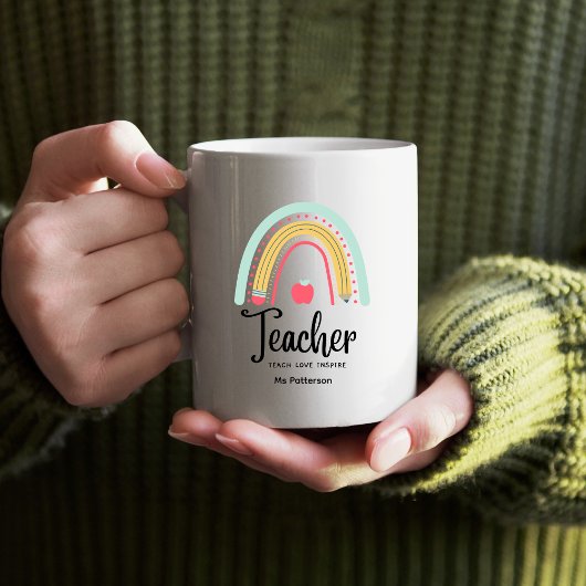 Lehrer Teach Liebe Inspirierte Rainbow Personalisi Kaffeetasse