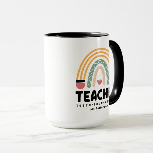 Lehrer Teach Liebe Inspirierte Rainbow Personalisi Tasse (VorderseiteRechts)