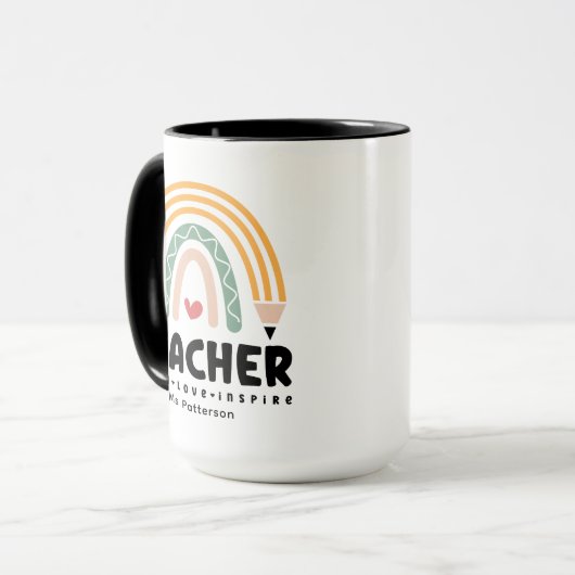 Lehrer Teach Liebe Inspirierte Rainbow Personalisi Tasse (Vorderseite Links)