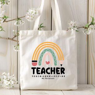 Lehrer Teach Liebe Inspirierte Rainbow Personalisi Tragetasche