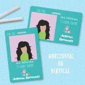 Lehrer Teal vertikales Foto-ID-Abzeichen Ausweis