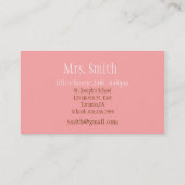 Lehrer-Telefonkarte Telefonnummerkarte (Rückseite)