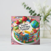 LEHRER THEMED BIRTHDAY CAKE KARTE (Stehend Vorderseite)