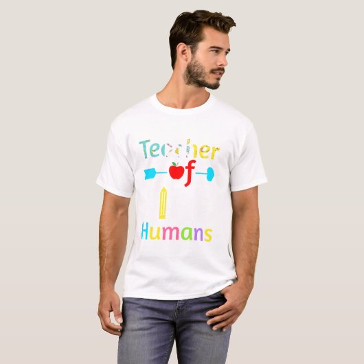 Lehrer Tiny Humans Vorschulkärtchen zurück in die T-Shirt (Vorne ganz)