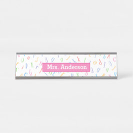 Lehrer / Tutor - Niedliches Alphabet Muster Schreibtischnamensplakette