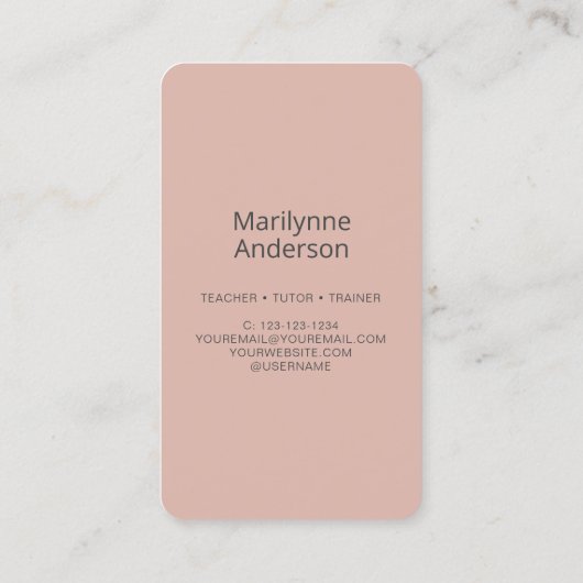 Lehrer Tutor Pink Word Cloud Visitenkarte (Rückseite)