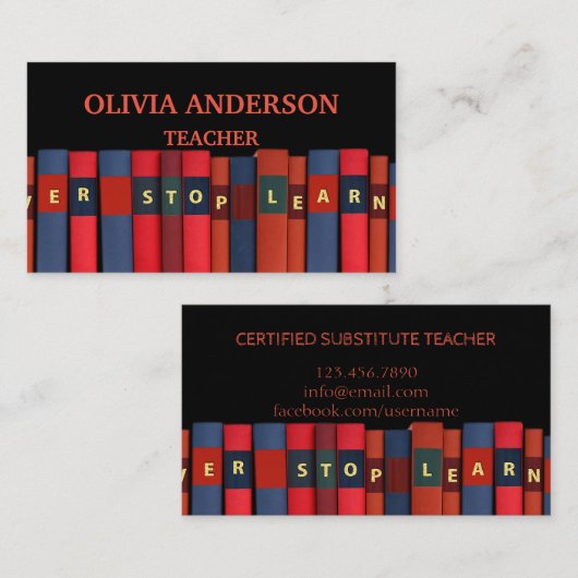 Lehrer | Tutor-Visitenkarten Visitenkarte (Vorne/Hinten)