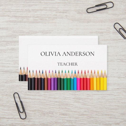 Lehrer | Tutor White Business Cards Visitenkarte (Vorderseite/Rückseite Beispiel)