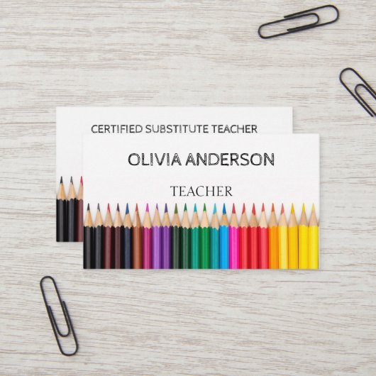 Lehrer | Tutor White Business Cards Visitenkarte (Vorderseite/Rückseite Beispiel)