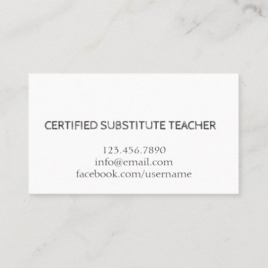 Lehrer | Tutor White Business Cards Visitenkarte (Rückseite)