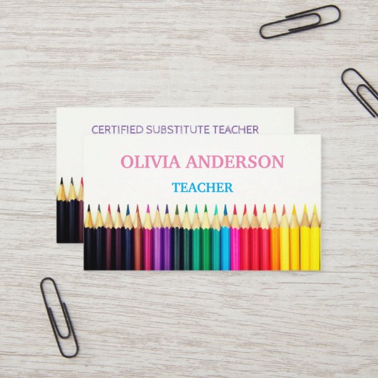 Lehrer | Tutor White Business Cards Visitenkarte (Vorderseite/Rückseite Beispiel)