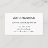 Lehrer | Tutor White Business Cards Visitenkarte (Rückseite)