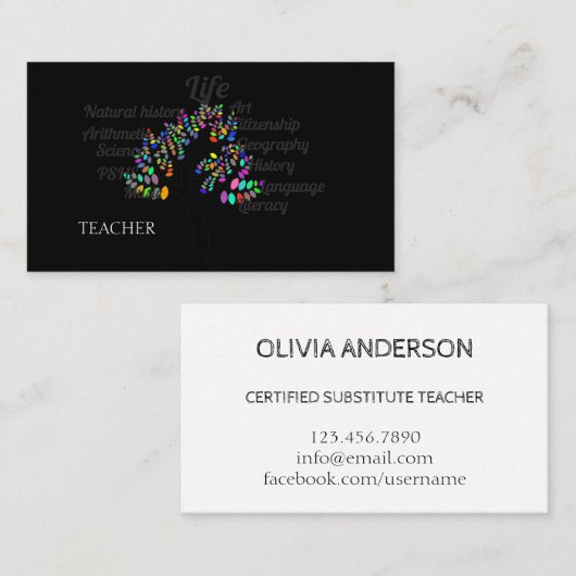 Lehrer | Tutor White Business Cards Visitenkarte (Vorne/Hinten)