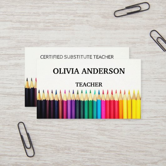 Lehrer | Tutor White Business Cards Visitenkarte (Vorderseite/Rückseite Beispiel)