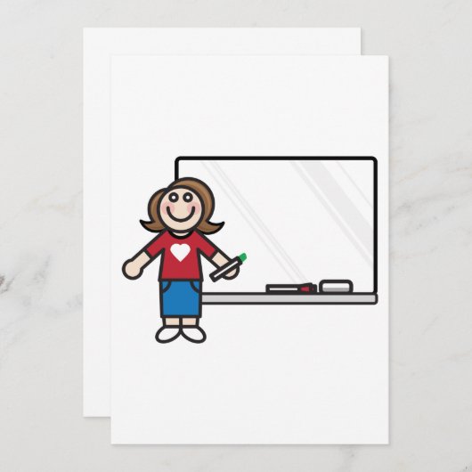 Lehrer und Einladung auf einem Whiteboard (Vorne/Hinten)